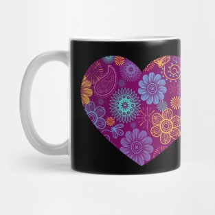 Pretty Heart Paisley Flower Dot Leaf Pattern Mug